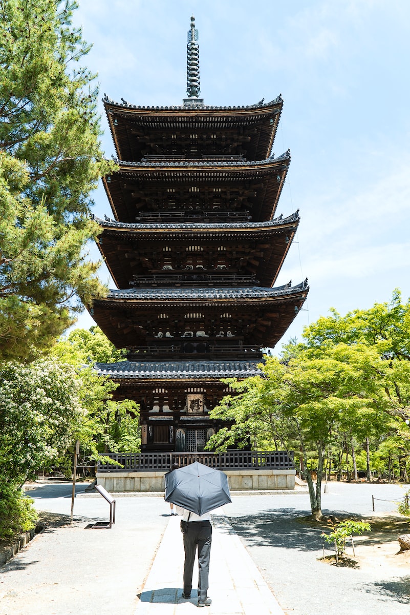 man standing near temple